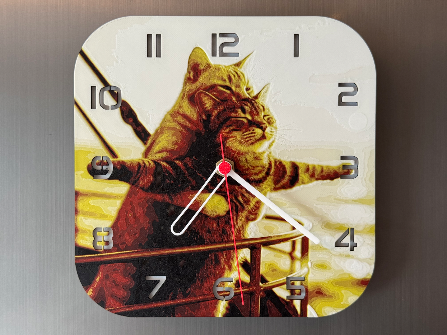 Titanic Cats – Square HueForge Clock – Designed by cP3D