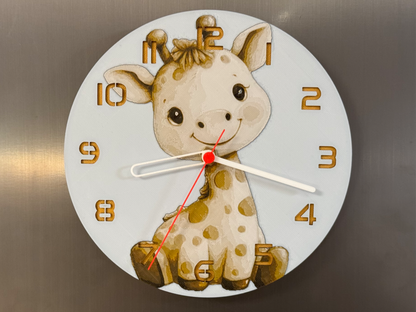 Cute Baby Giraffe – Round HueForge Clock – Designed by cP3D