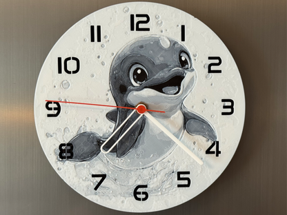 Cute Baby Dolphin – Round HueForge Clock – Designed by cP3D