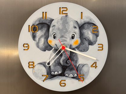 Cute Baby Elephant – Round HueForge Clock – Designed by cP3D
