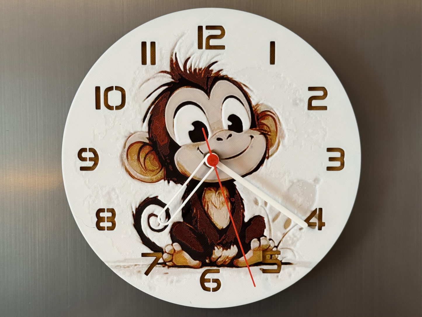 Cute Baby Monkey – Round HueForge Clock – Designed by cP3D