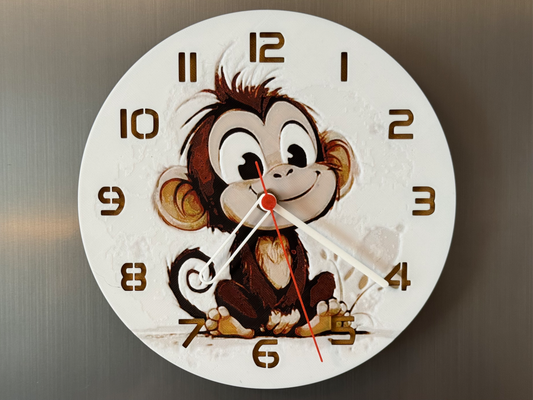 Cute Baby Monkey – Round HueForge Clock – Designed by cP3D