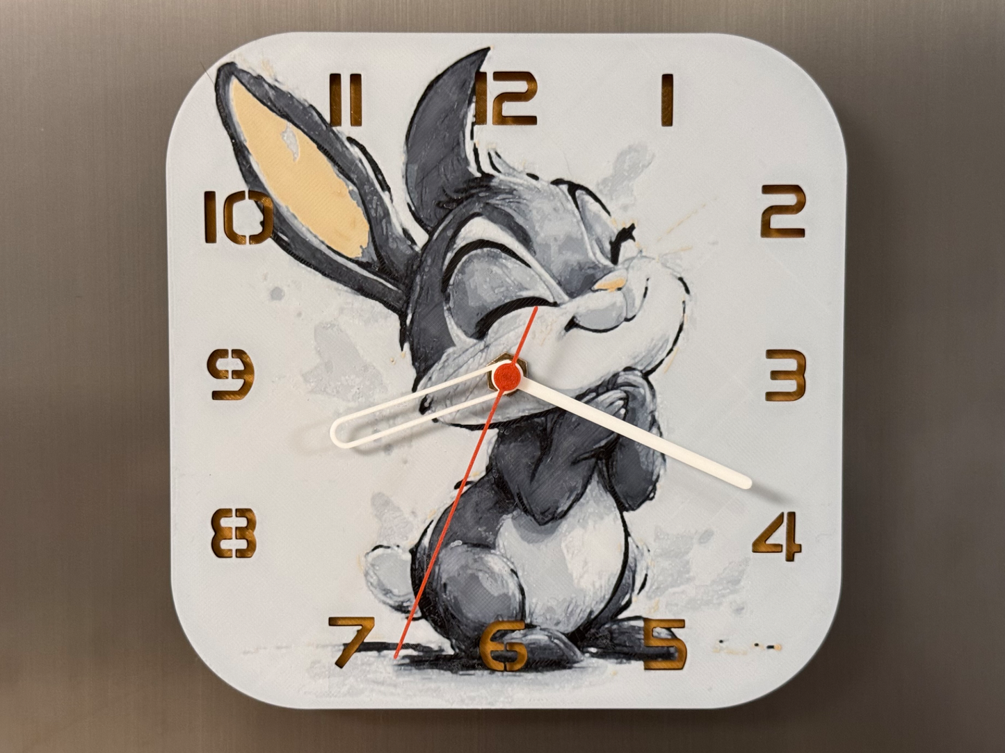 Cute Baby Rabbit – Square HueForge Clock – Designed by cP3D