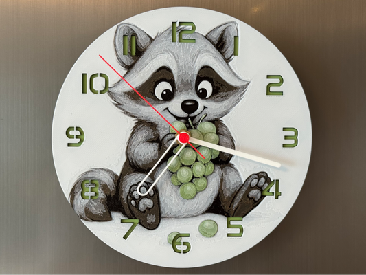 Cute Baby Raccoon – Round HueForge Clock – Designed by cP3D