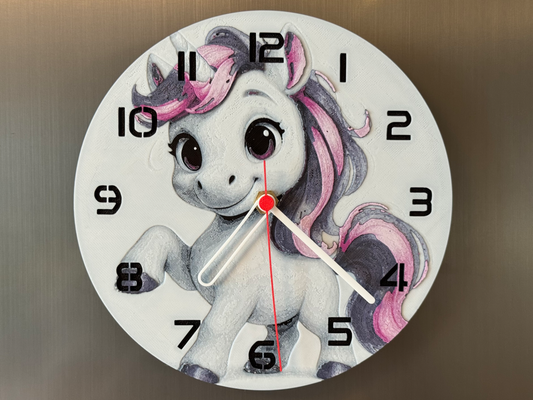 Cute Baby Unicorn – Round HueForge Clock – Designed by cP3D