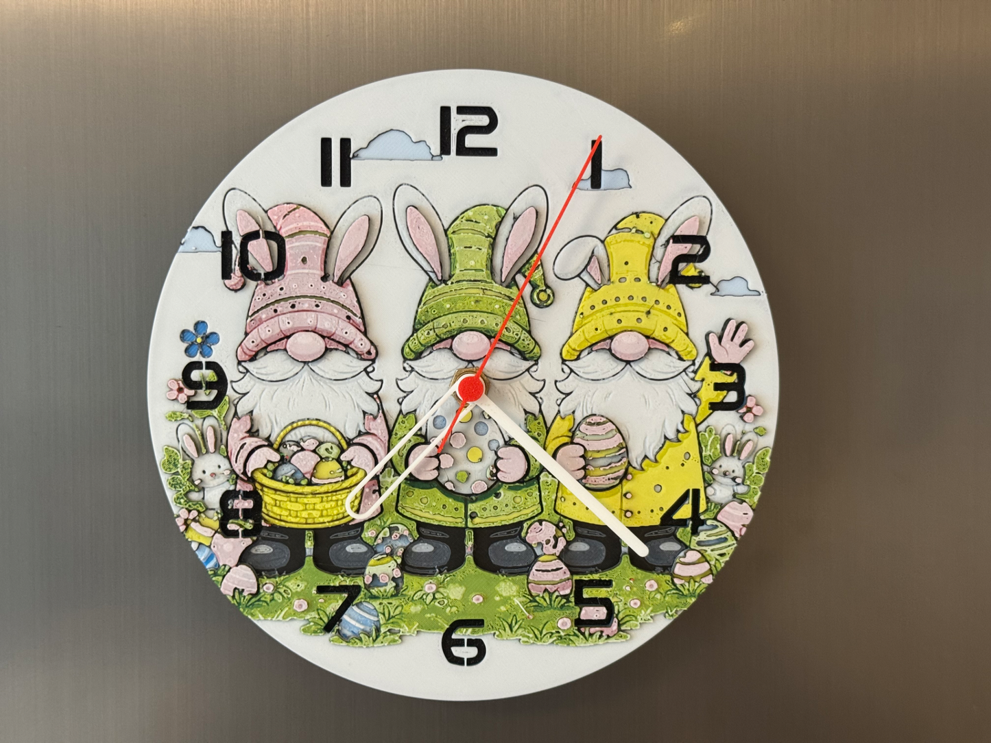 Gnome Eggscape – Round HueForge Clock – Designed by cP3D