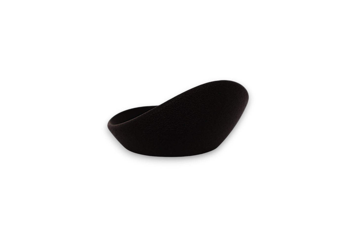 Black PLA dip tray for vase – 3D printed with smooth finish and asymmetrical sculptural shape

