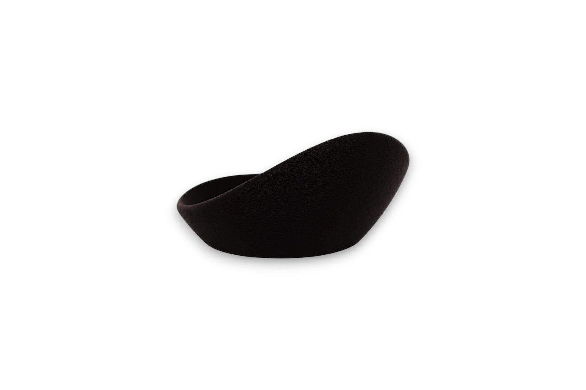 Black PLA dip tray for vase – 3D printed with smooth finish and asymmetrical sculptural shape

