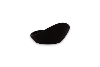 Black PLA dip tray for vase – 3D printed with smooth finish and asymmetrical sculptural shape

