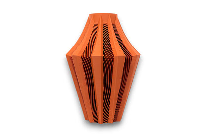 terracotta PLA vase – 3D printed with tapered silhouette and vertical faceted ridges, sculptural matte finish
