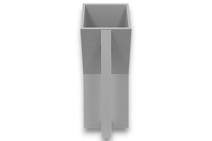 Light gray PLA watering can – 3D printed with angular sculptural body, long diagonal spout, and integrated rectangular handle
