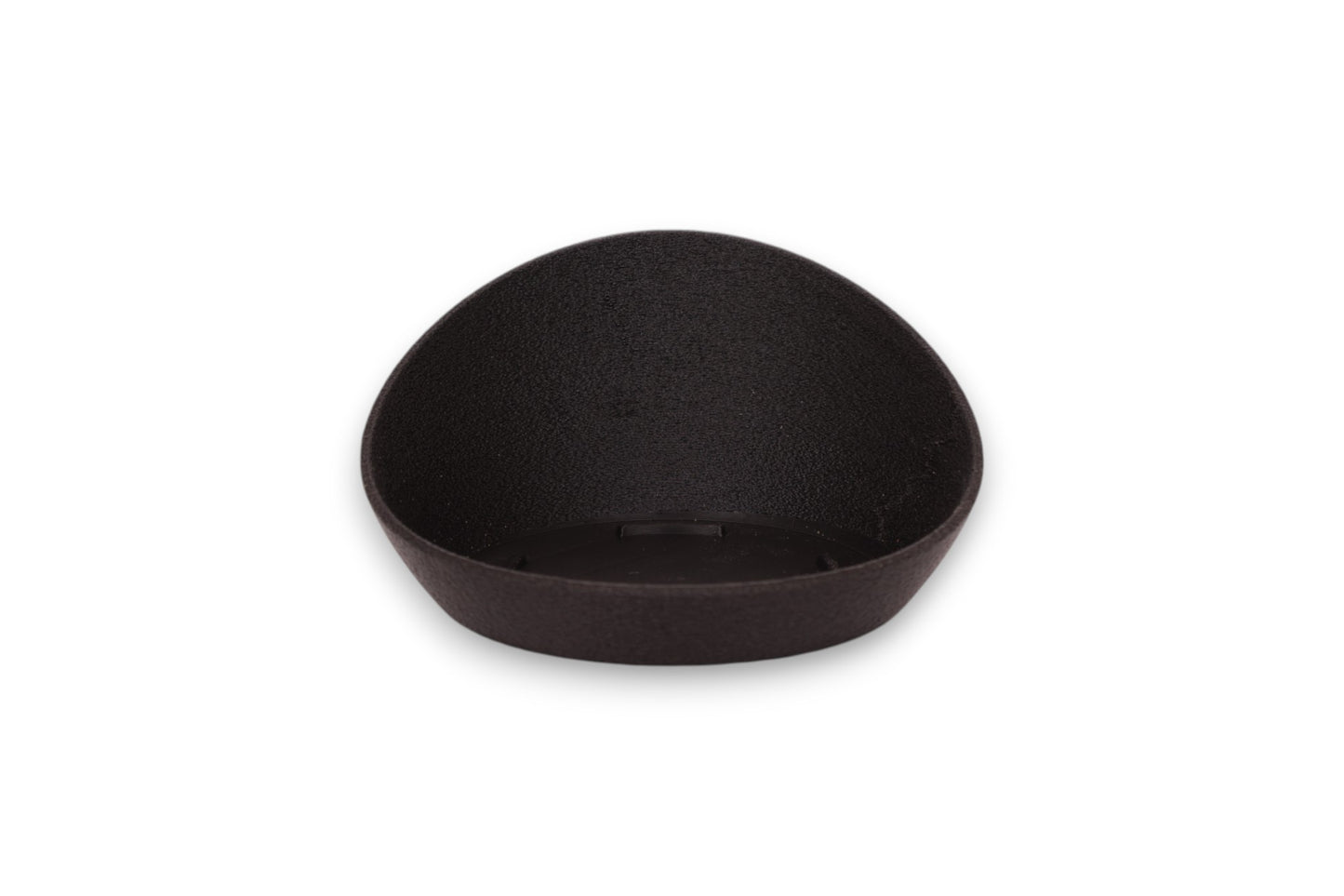 Black PLA dip tray for vase – 3D printed with smooth finish and asymmetrical sculptural shape
