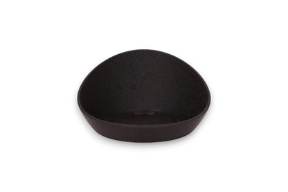 Black PLA dip tray for vase – 3D printed with smooth finish and asymmetrical sculptural shape
