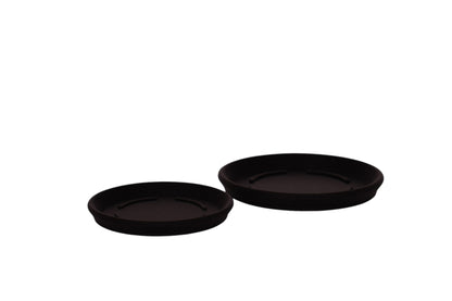 Set of two black PLA drip trays – 3D printed with internal grip tabs, shown on white background