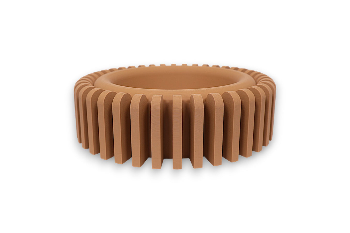 catch-all tray with rounded recessed center and vertical ridged sides