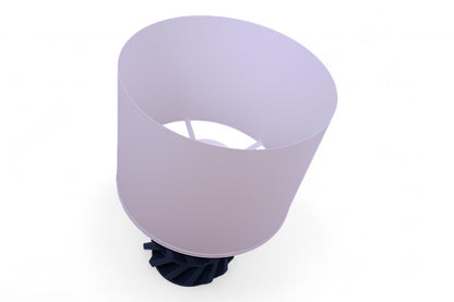 Lamp base component – dark blue helical rotor with translucent radial disc, shown from above
