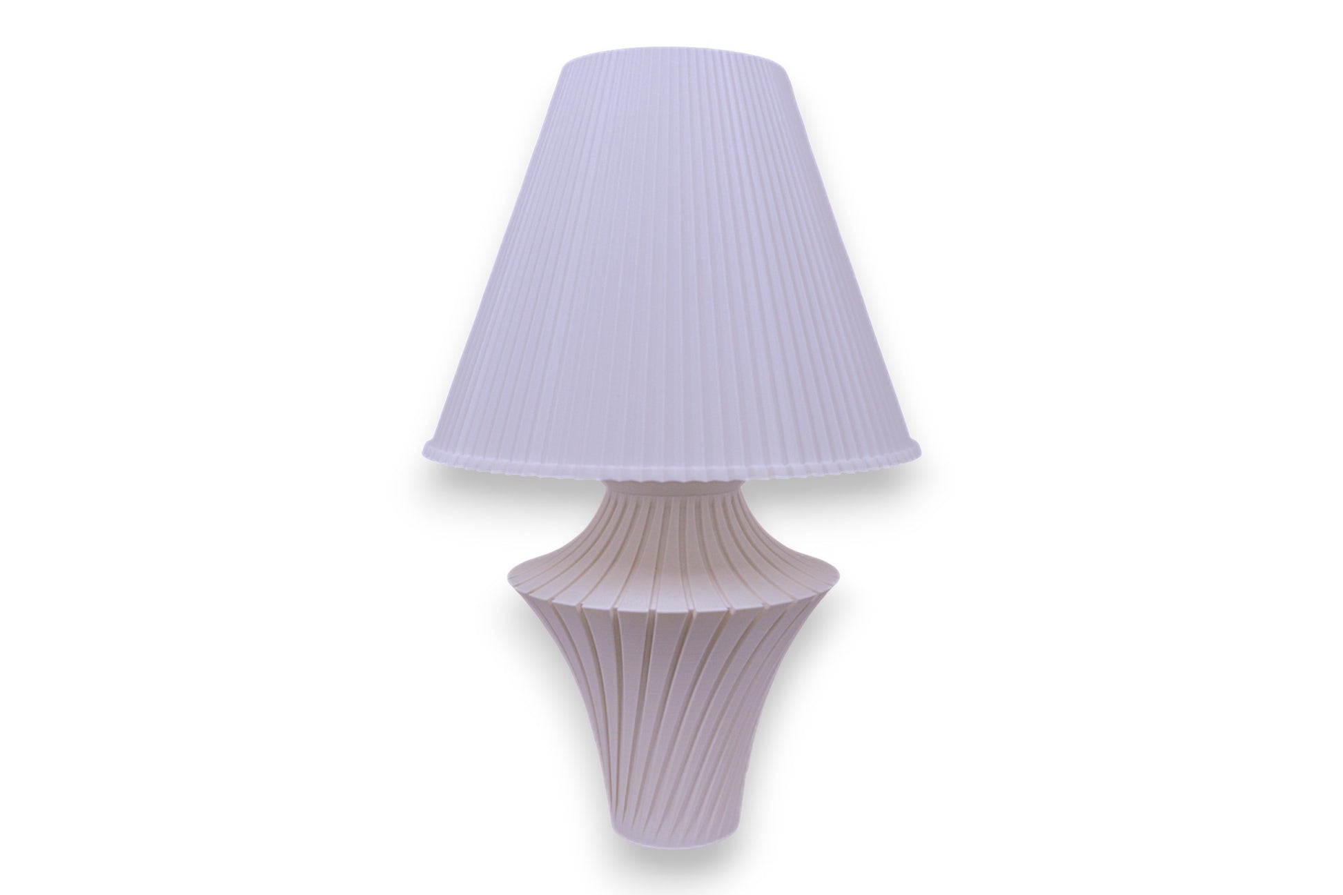 Lamp base component – white fluted conical base with cylindrical top and radial arms forming partial ring