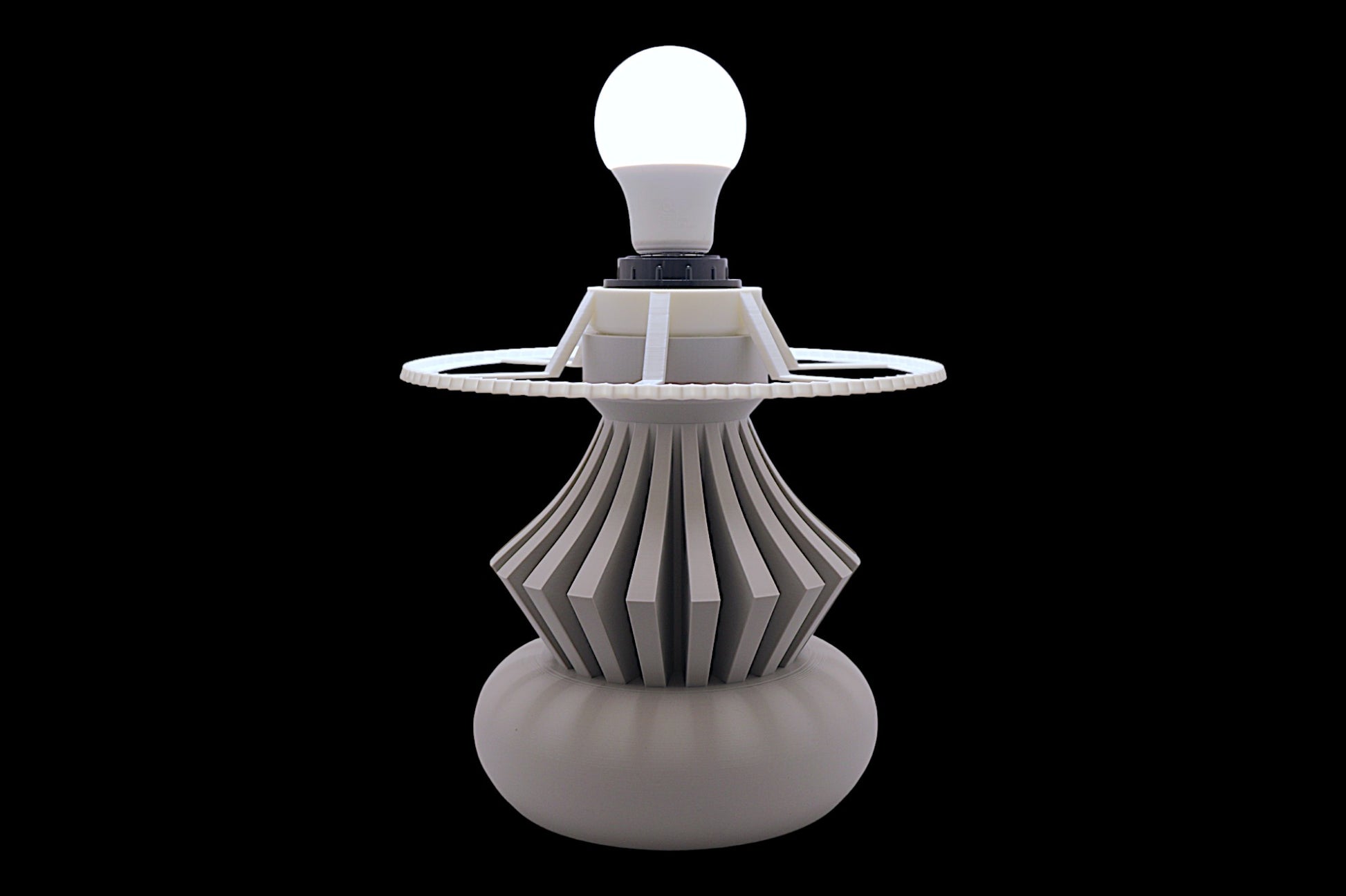 Modern lamp with a unique design on a black background