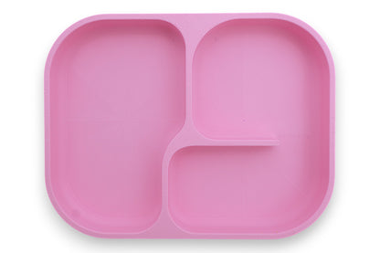 Compartment tray – pink PLA with three sections, shown holding keys, geometric surface pattern
