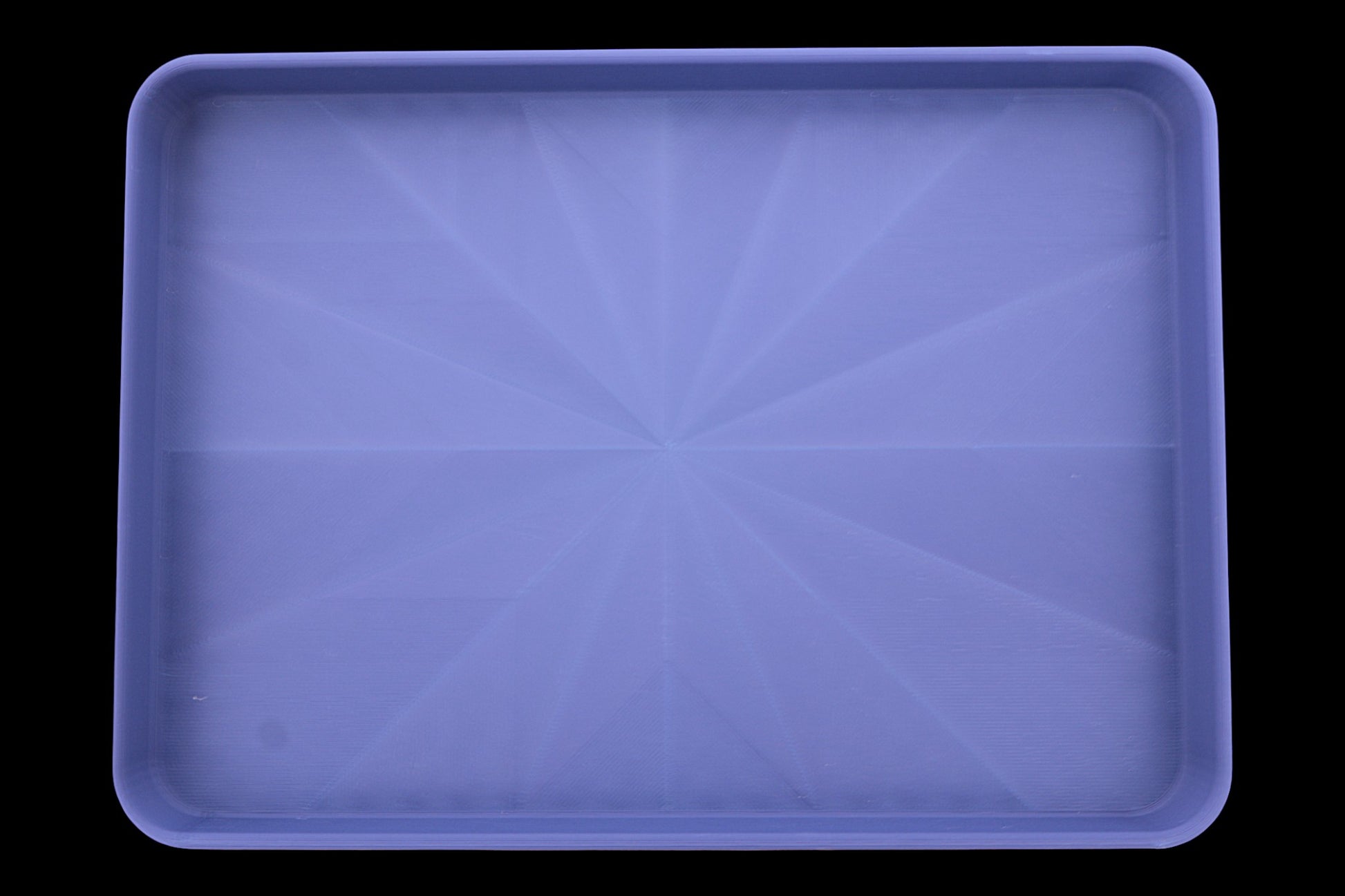 Catch-all tray – 3D printed in Dark blue PLA with rectangular shape and starburst base pattern, shown empty
