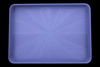 Catch-all tray – 3D printed in Dark blue PLA with rectangular shape and starburst base pattern, shown empty
