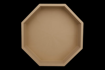 Catch-all tray – 3D printed in Tan PLA with octagonal shape and radial base pattern, shown empty
