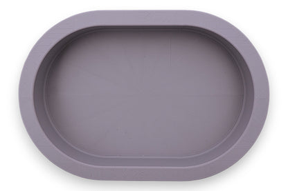 Catch-all tray – 3D printed in silver PLA with oval shape and subtle radial base pattern, shown empty
