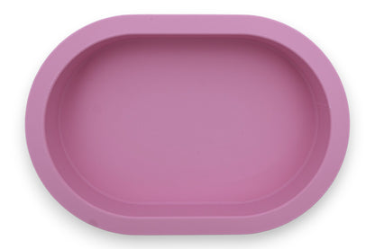 Catch-all tray – 3D printed in pink PLA with oval shape and smooth base, shown empty
