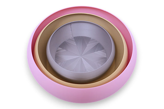 Catch-all tray – top-down view of gray PLA tray with geometric mesh base, starburst pattern
