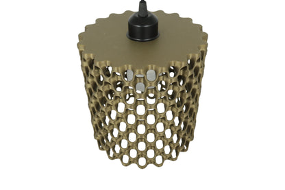 Decorative lamp with a unique honeycomb design on a white background