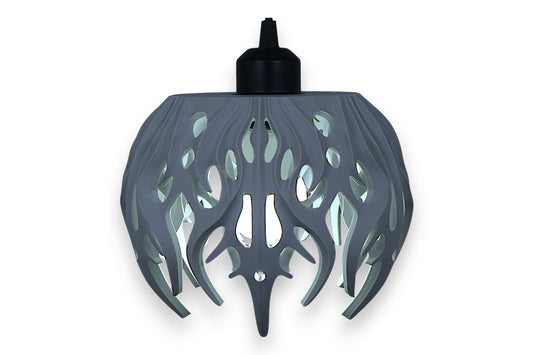 Decorative lampshade with a unique geometric design on a white background