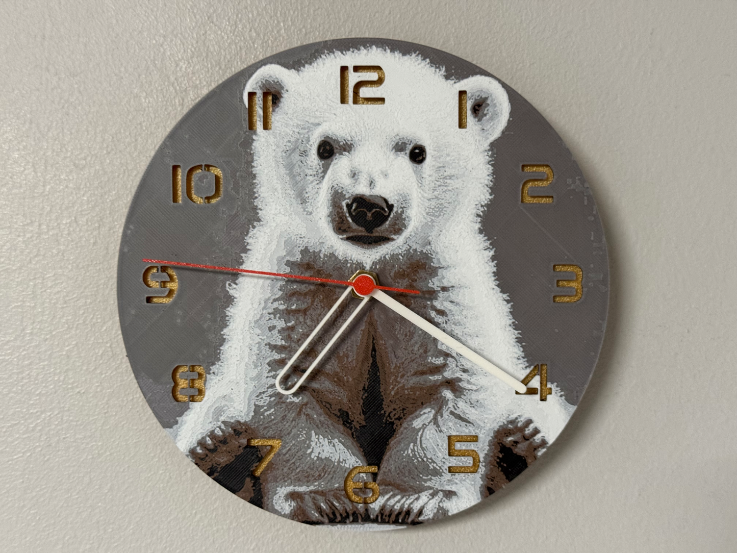 Cute Baby Polar Bear – Round HueForge Clock – Designed by cP3D