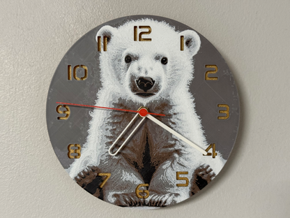 Cute Baby Polar Bear – Round HueForge Clock – Designed by cP3D