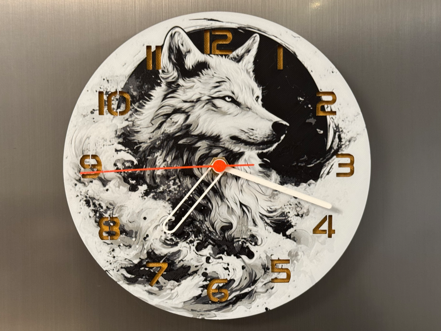 Tidal Wolf – Square HueForge Clock – Designed by cP3D