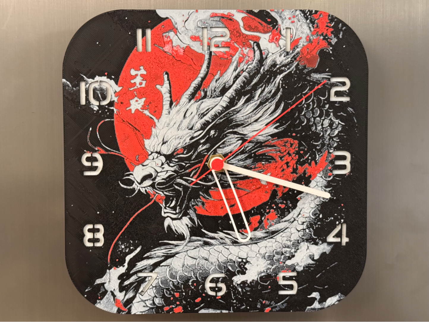 Rising Dragon – Square HueForge Clock – Designed by cP3D