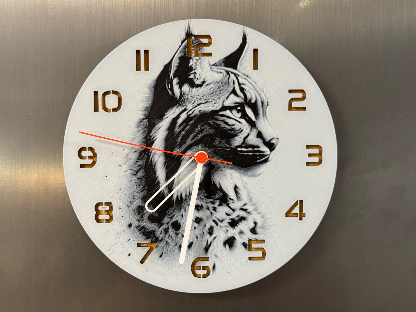 Shadow Lynx – Square HueForge Clock – Designed by cP3D