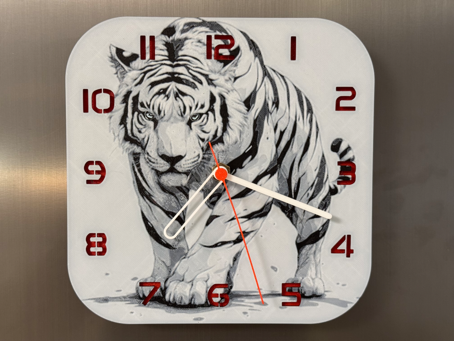 White Tiger – Square HueForge Clock – Designed by cP3D